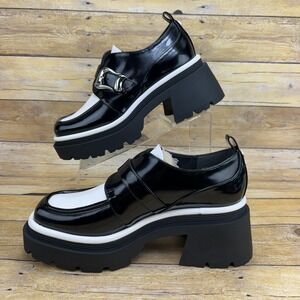 Circus by Sam Edelman Glossy Black and White Platform Loafers